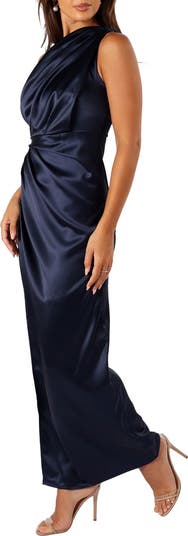 Nadia One-Shoulder Satin Maxi Dress