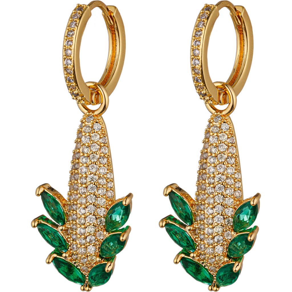 Eye Candy Los Angeles Cubic Zirconia Corn Drop Earrings In Gold