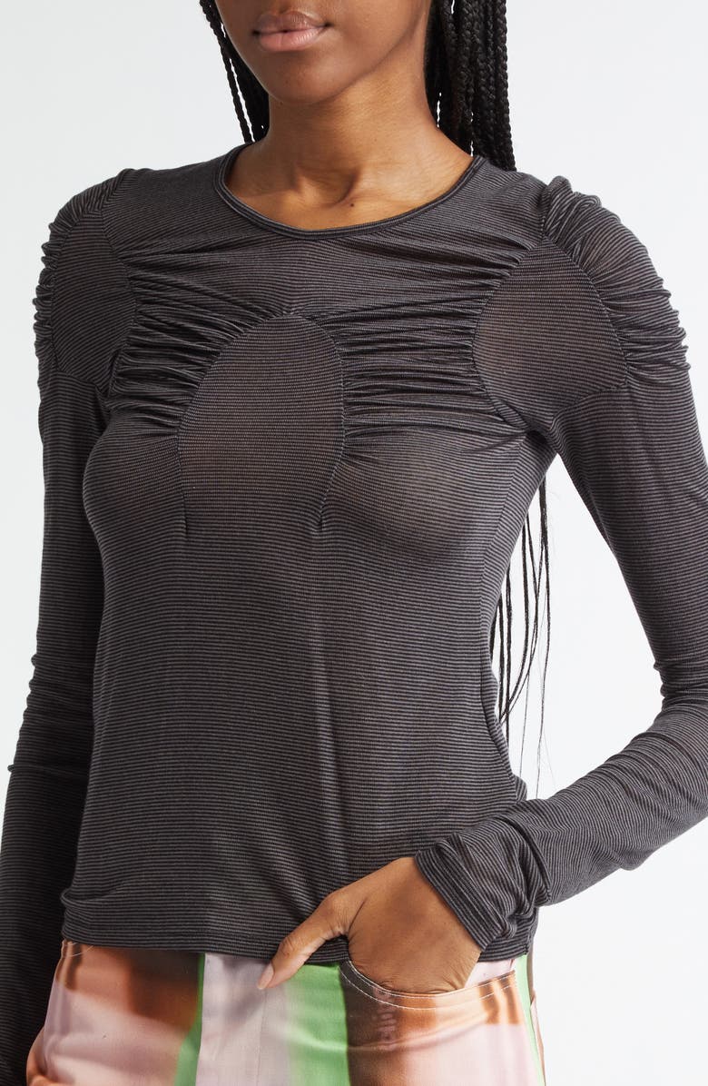 Collina Strada Arc Stripe Ruched Long Sleeve Top, Alternate, color, 