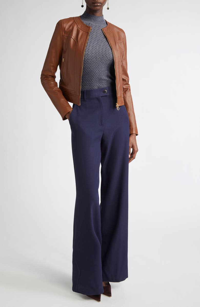 ST. JOHN Soft Leather Jacket, Alternate, color, Cognac