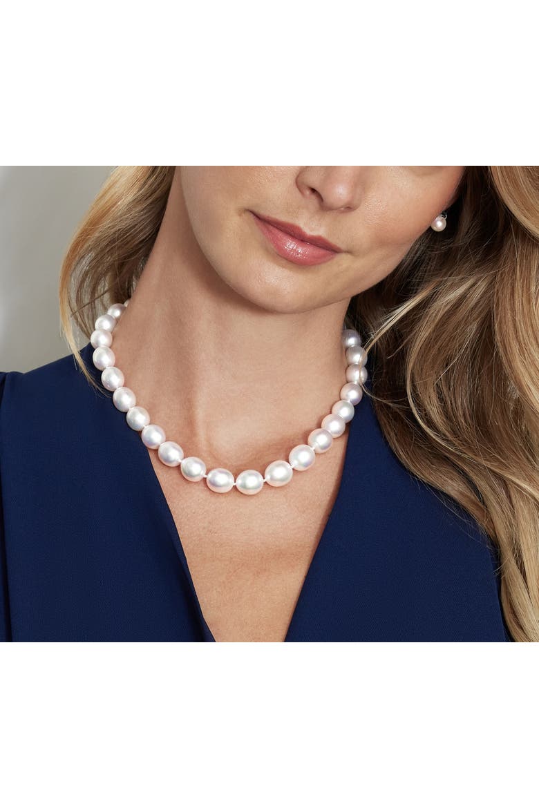 10-12mm White South Sea Drop Oval Pearl Necklace - AAA Quality, Alternate, color, White Gold Clasp