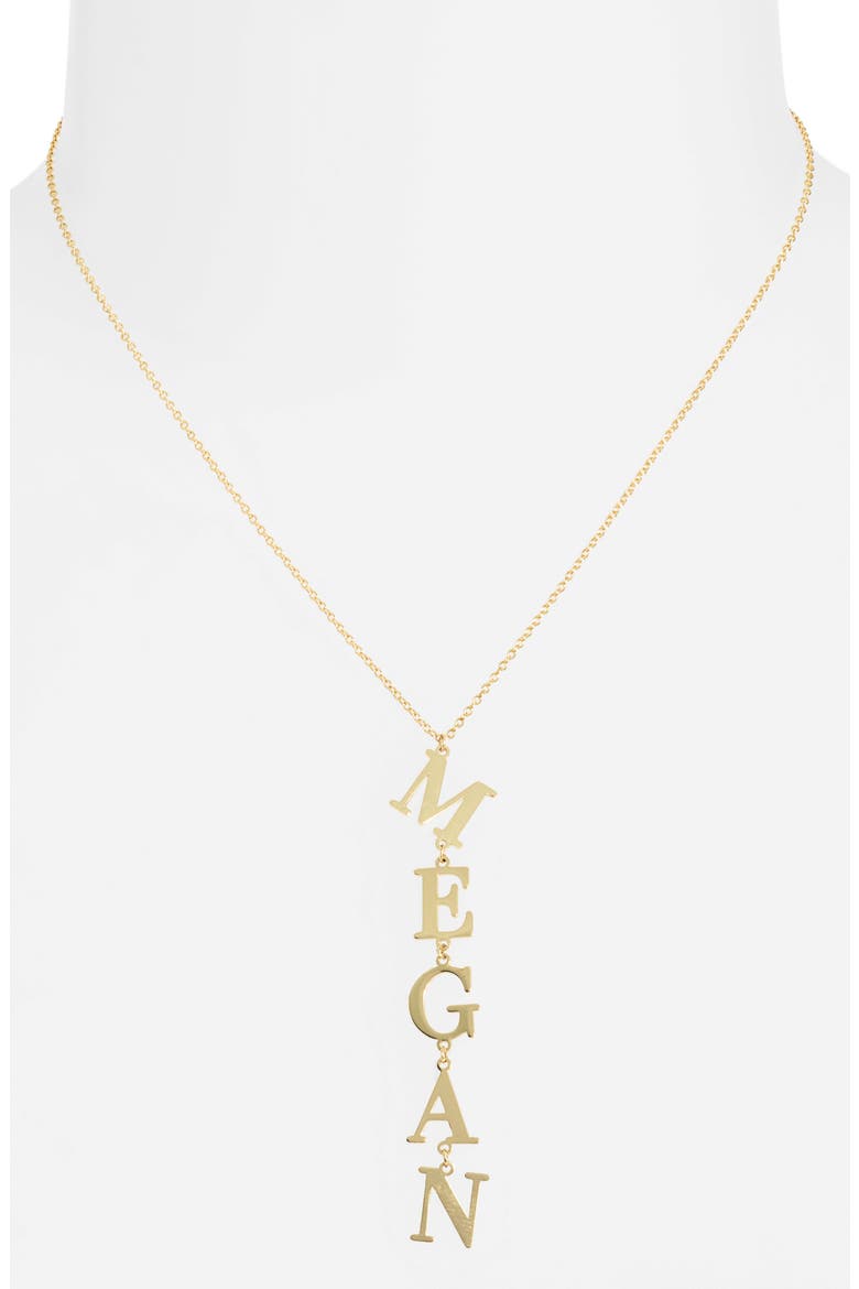 Custom Vertical Name Pendant Necklace, Alternate, color, GOLD