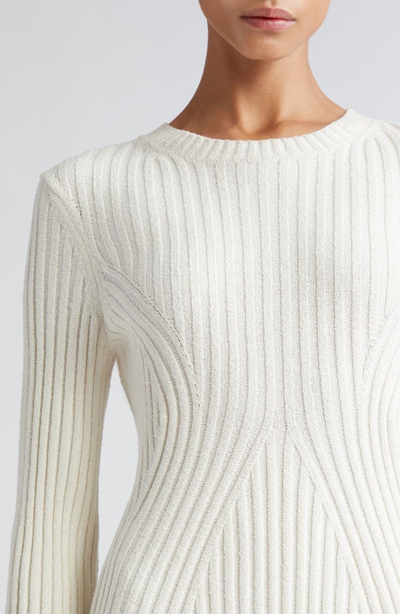 LOULOU DE SAISON Amalia Long Sleeve Cotton & Silk Blend Rib Sweater Dress, Alternate, color,