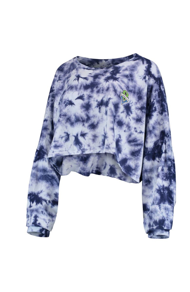 ZOOZATZ Women's ZooZatz Navy Seattle Sounders FC Oversized Cloud-Dye Long Sleeve T-Shirt, Alternate, color, 