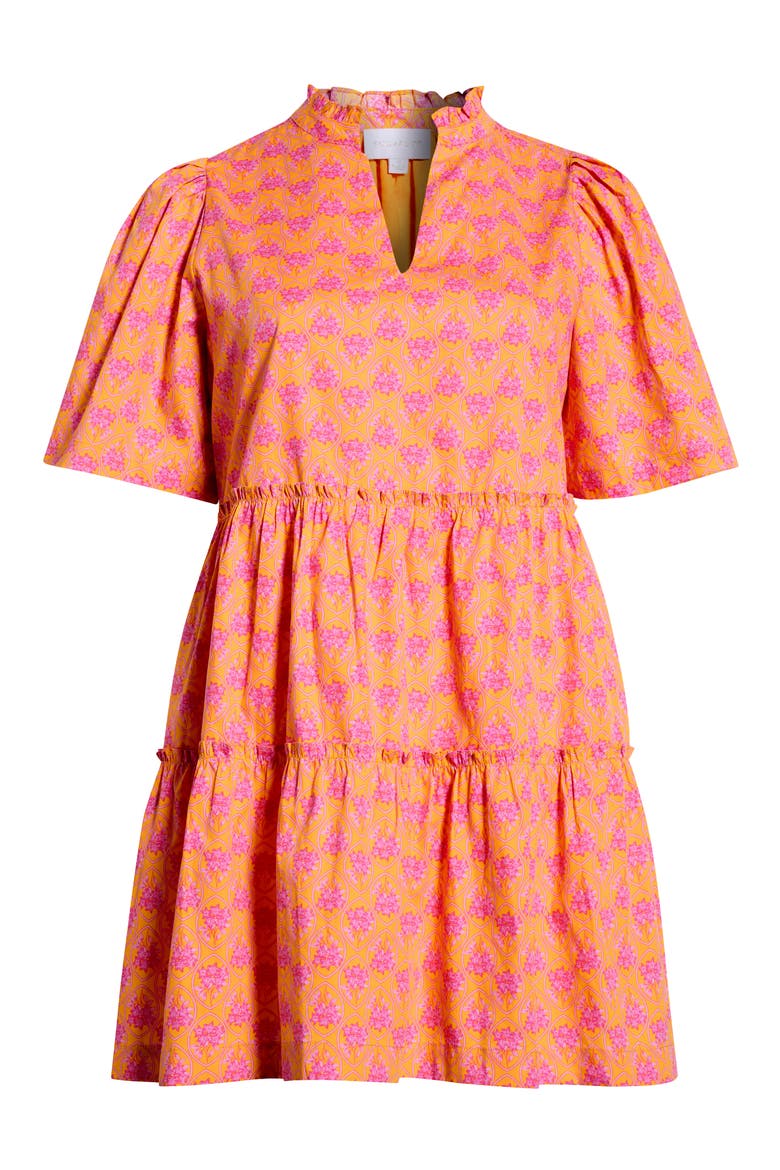 Floral Dixie Tiered Cotton Dress, Alternate, color, ORANGE-PINKS-MULTI