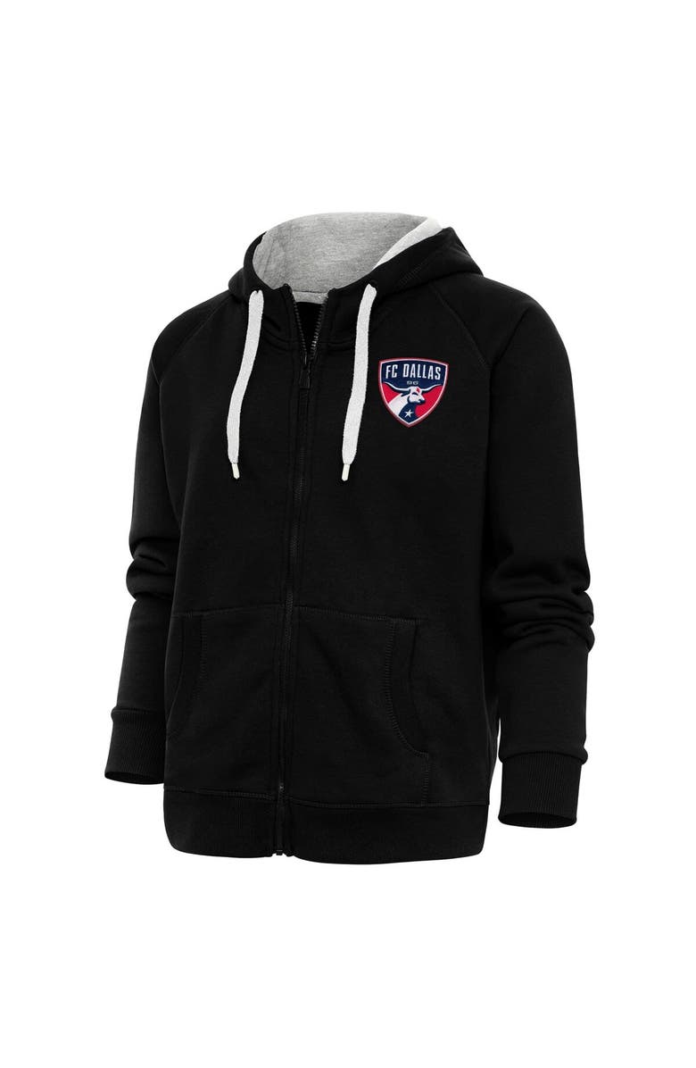 ANTIGUA Women's Antigua Black FC Dallas Logo Victory Full-Zip Hoodie, Main, color, 