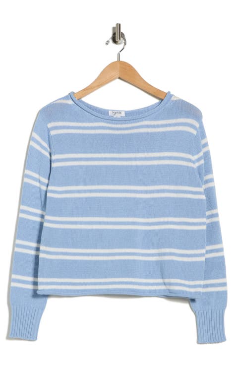 Stripe Boat Neck Crop Sweater