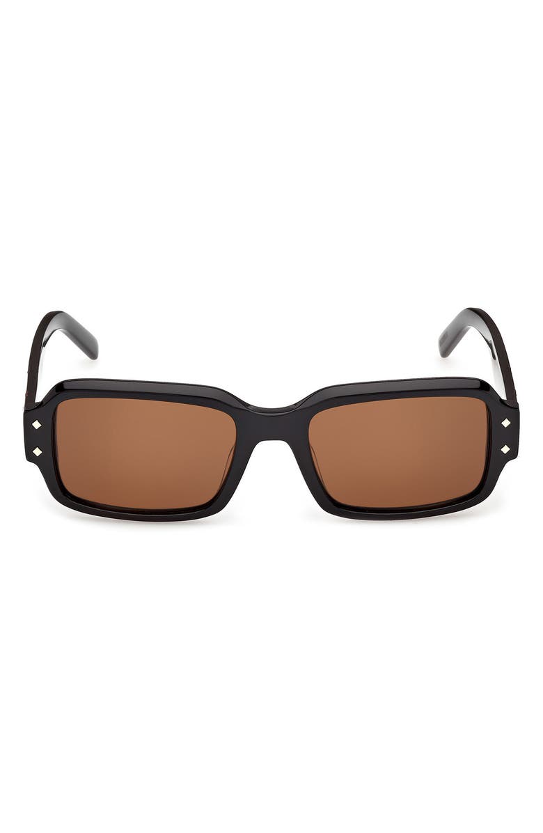 MCM 54mm Rectangular Sunglasses, Main, color, Shiny Black / Solid Cognac