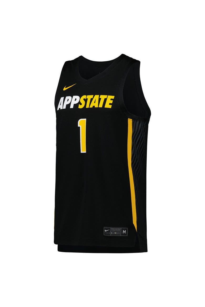 Men's Nike #1 Black Appalachian State Mountaineers Replica Basketball Jersey, Alternate, color, Black