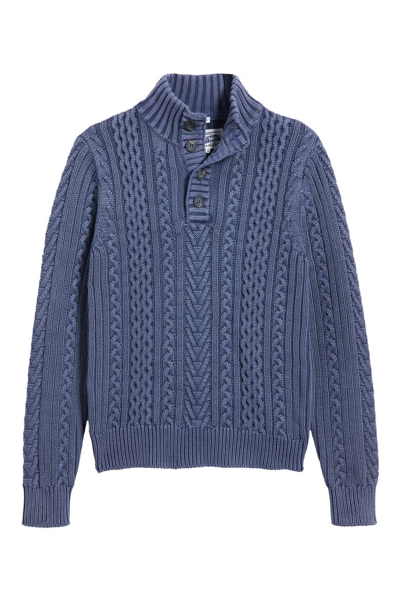 Cable Knit Fisherman's Sweater, Alternate, color, NAVY