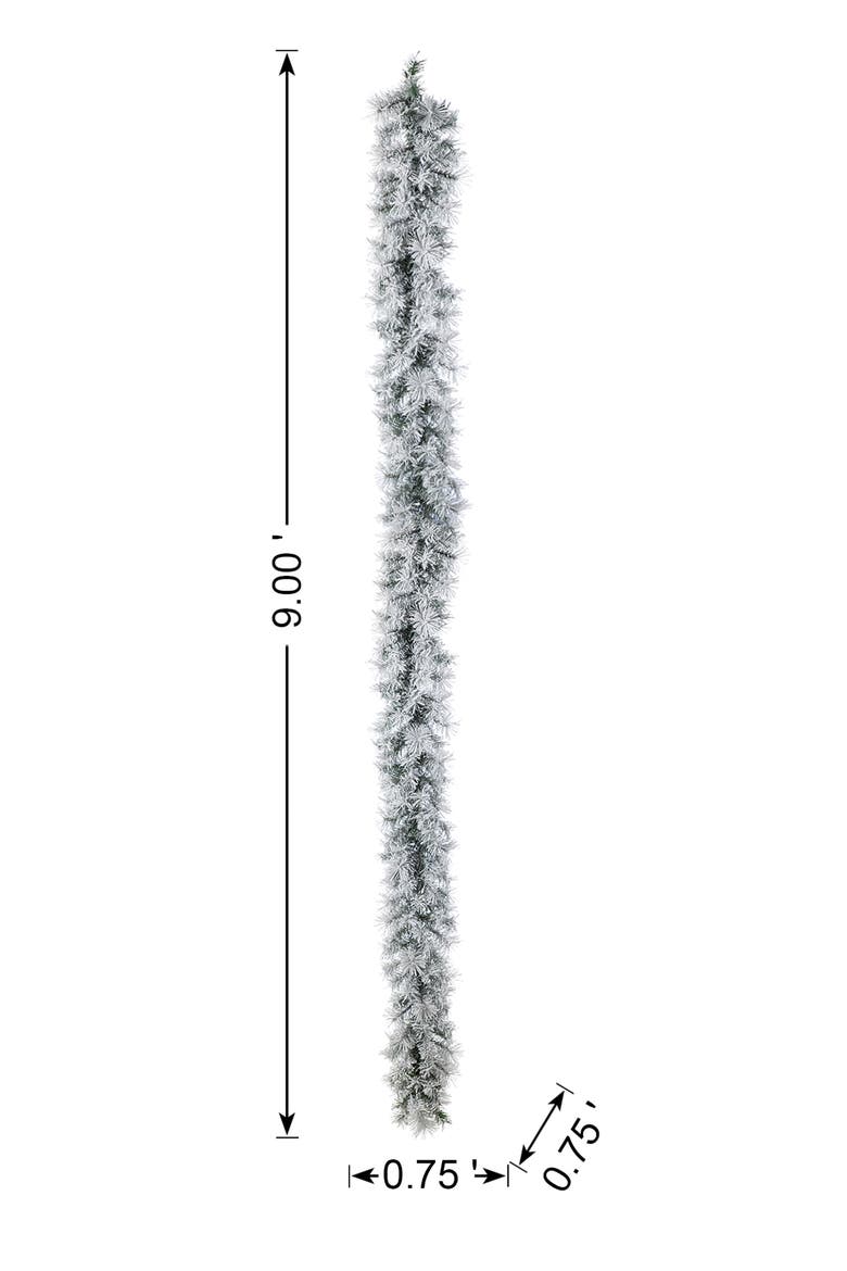 9ft Pre-Lit Flocked Pine Christmas Garland with Timer, Alternate, color, Green