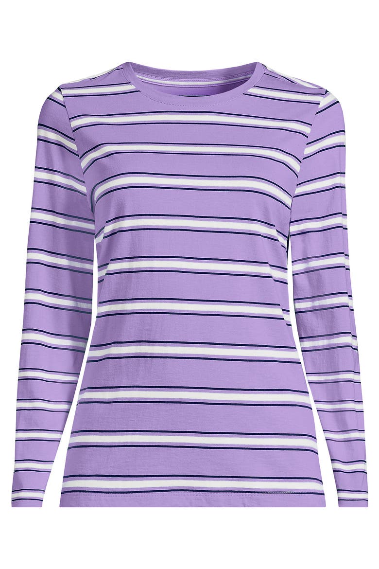 Supima Cotton Long Sleeve Crewneck T-shirt, Alternate, color, Soft Amethyst/Navy Stripe