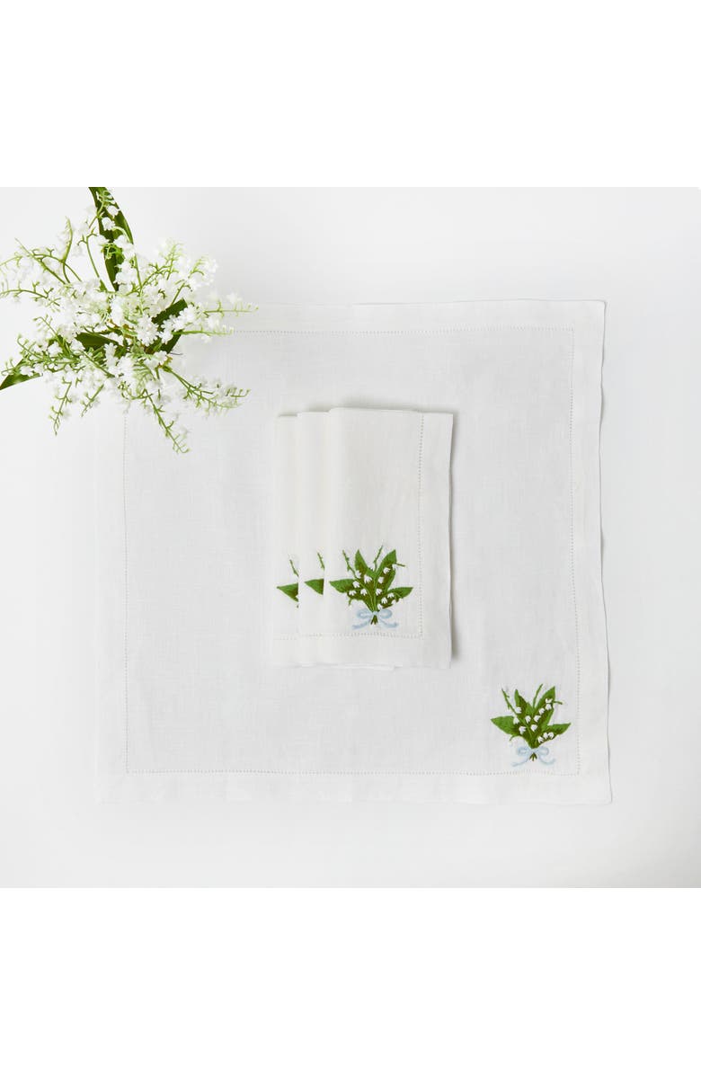 Mrs. Alice Lily of the Valley Linen Napkins, Main, color, Green