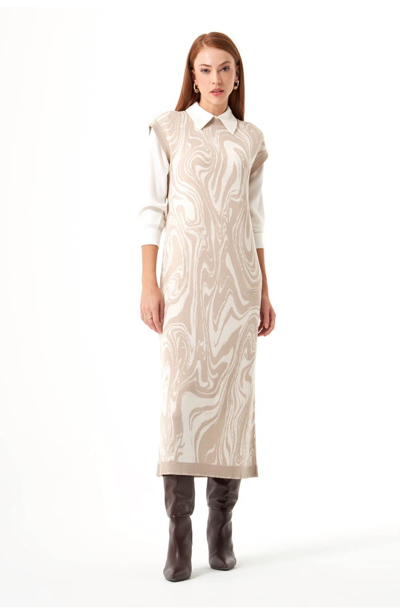 Mizalle Special Patterned Knitwear Dress, Main, color, Beige