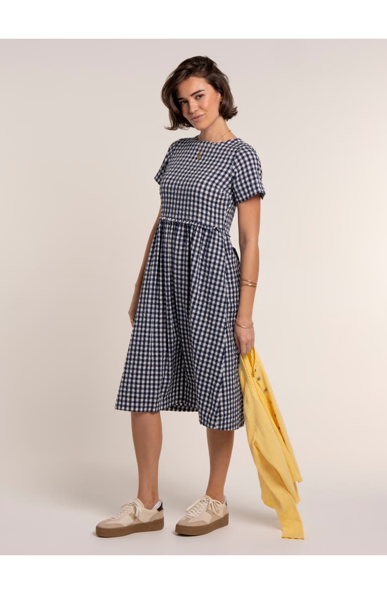 Brakeburn Perla Gingham Midi Dress, Alternate, color, Blue