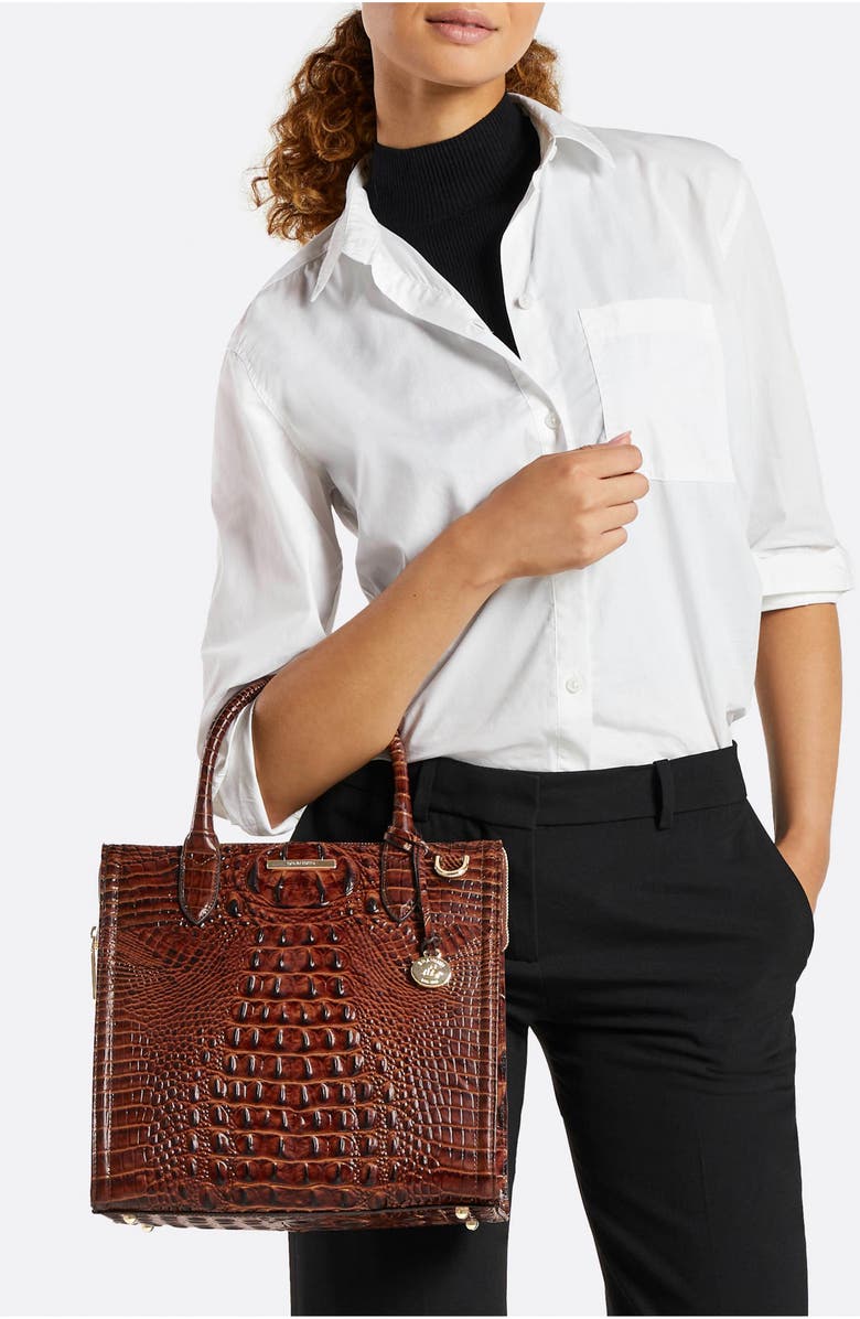 Brahmin Caroline Croc Embossed Leather Satchel, Alternate, color,