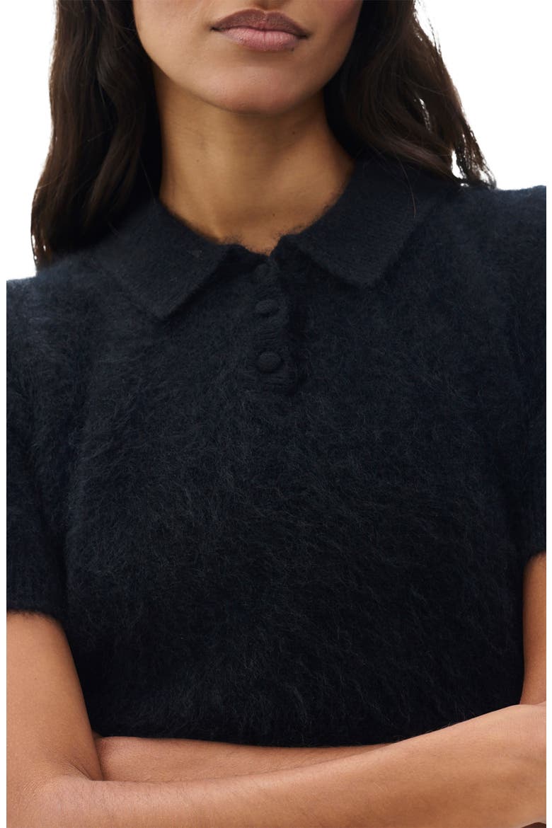 Jada Brushed Cashmere Polo Sweater, Alternate, color, BLACK