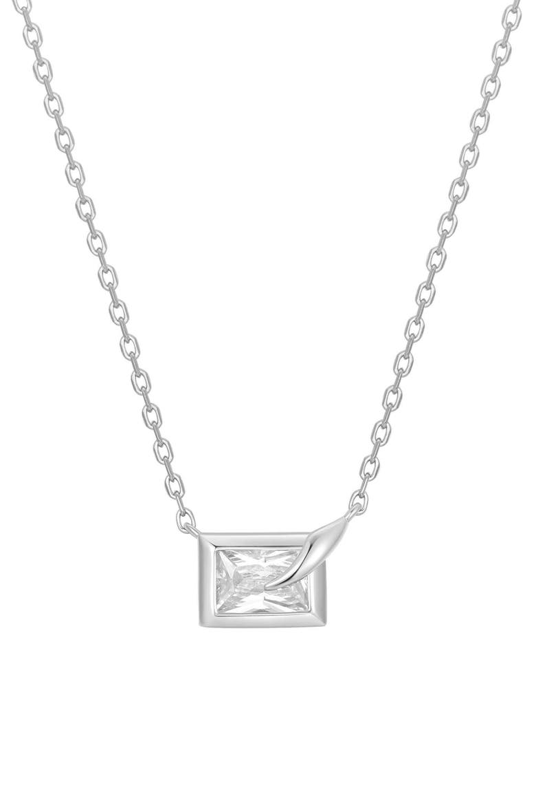 Bezel Cubic Zirconia Pendant Necklace, Main, color, SILVER