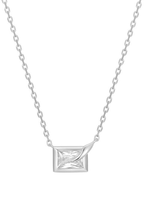 Bezel Cubic Zirconia Pendant Necklace