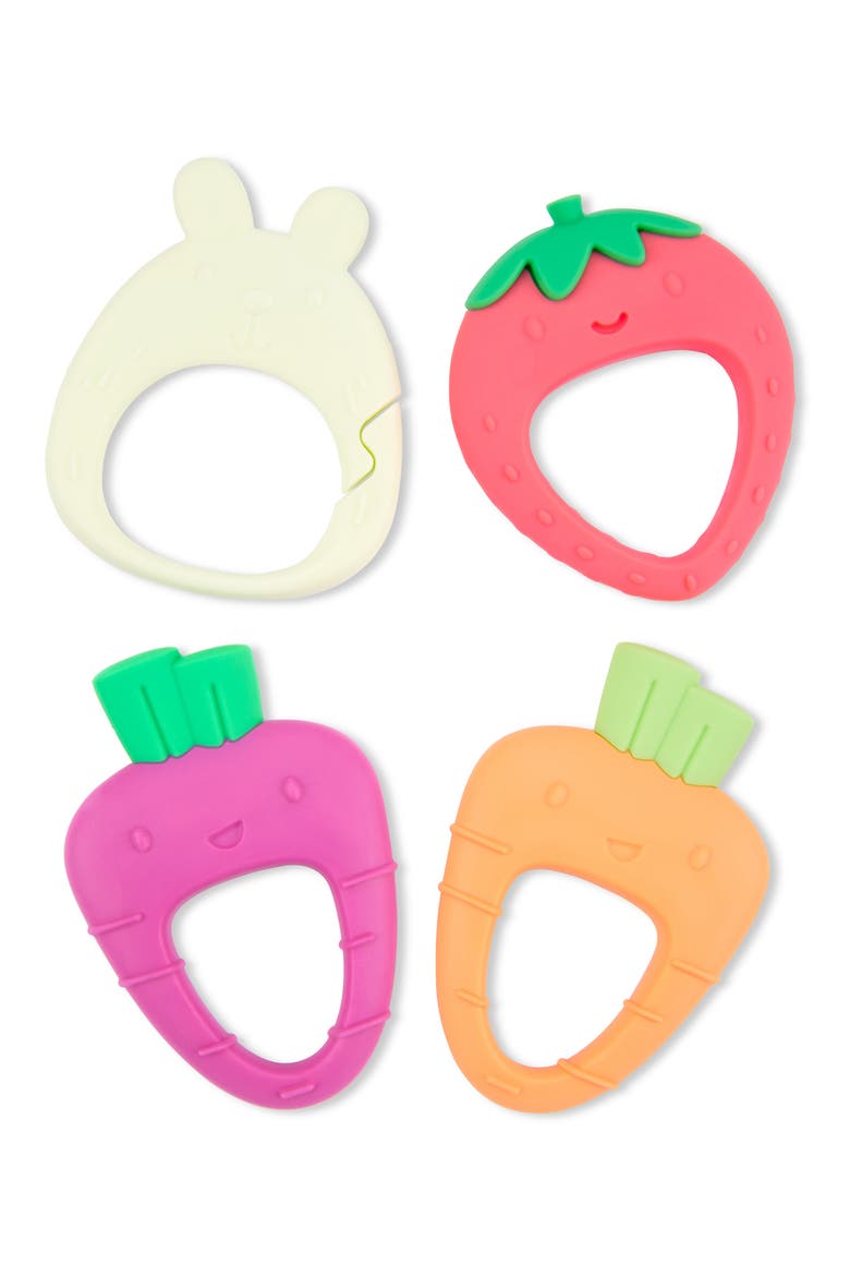 Bunny Clip & 3-Piece Farmstand Teething Rings, Main, color, ORANGE