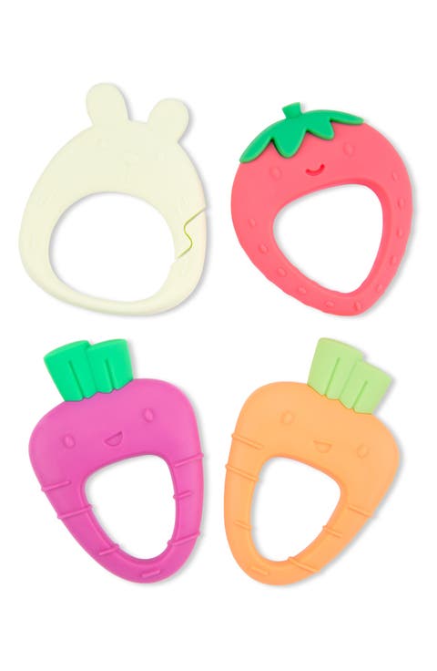 Bunny Clip & 3-Piece Farmstand Teething Rings