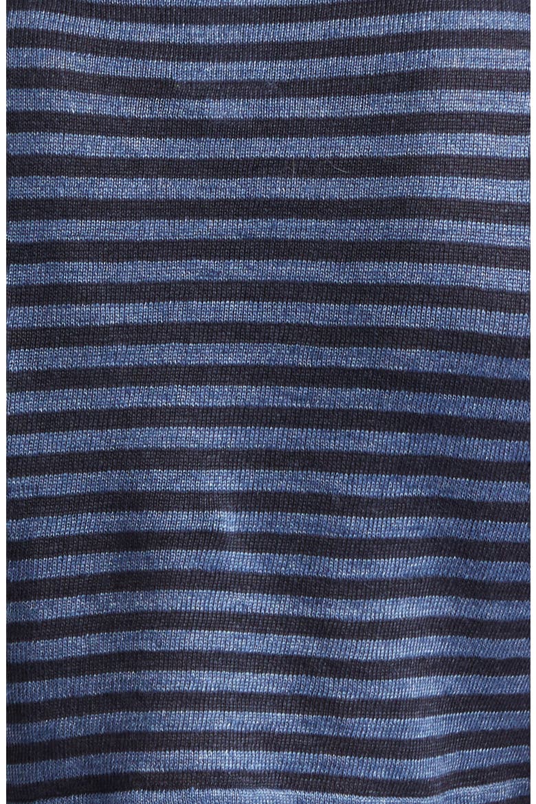 Daisy Stripe Crop Short Sleeve Linen Sweater, Alternate, color, DENIM