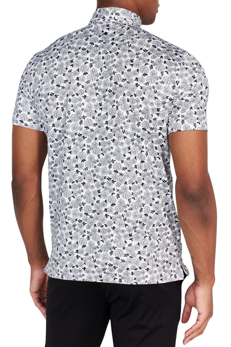 Fordune Floral Performance Golf Polo, Alternate, color, TUXEDO/ WHITE