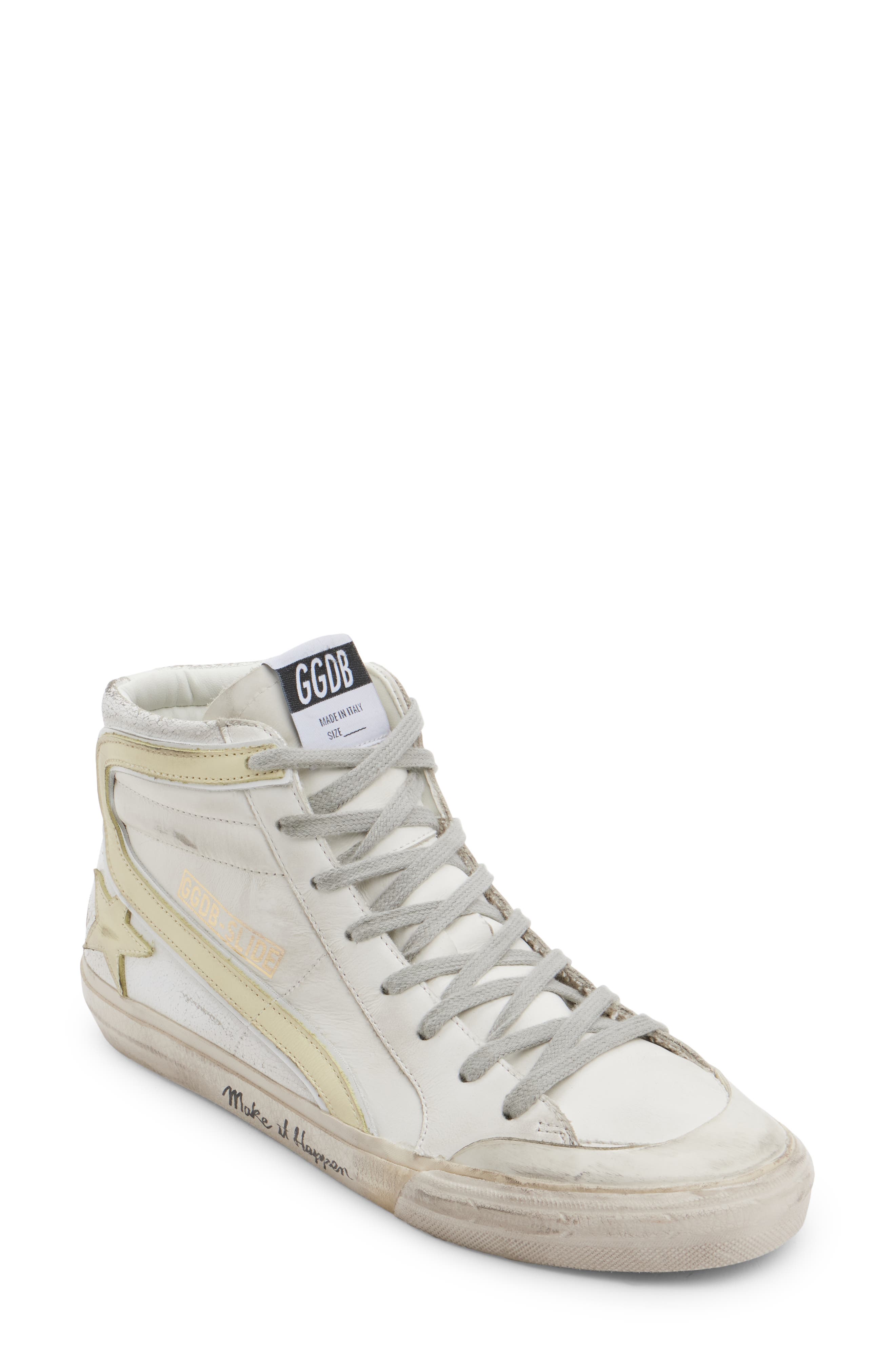 Golden Goose Slide High Top Sneaker, Main, color, White/ Yellow