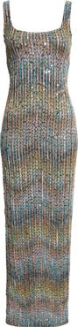 Missoni Metallic Zigzag Sequin Knit Column Gown