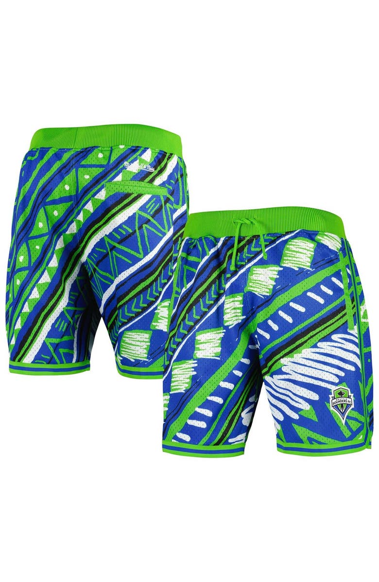 Mitchell & Ness Men's Mitchell & Ness Blue Seattle Sounders FC Tribal Fashion Shorts, Main, color, Blue