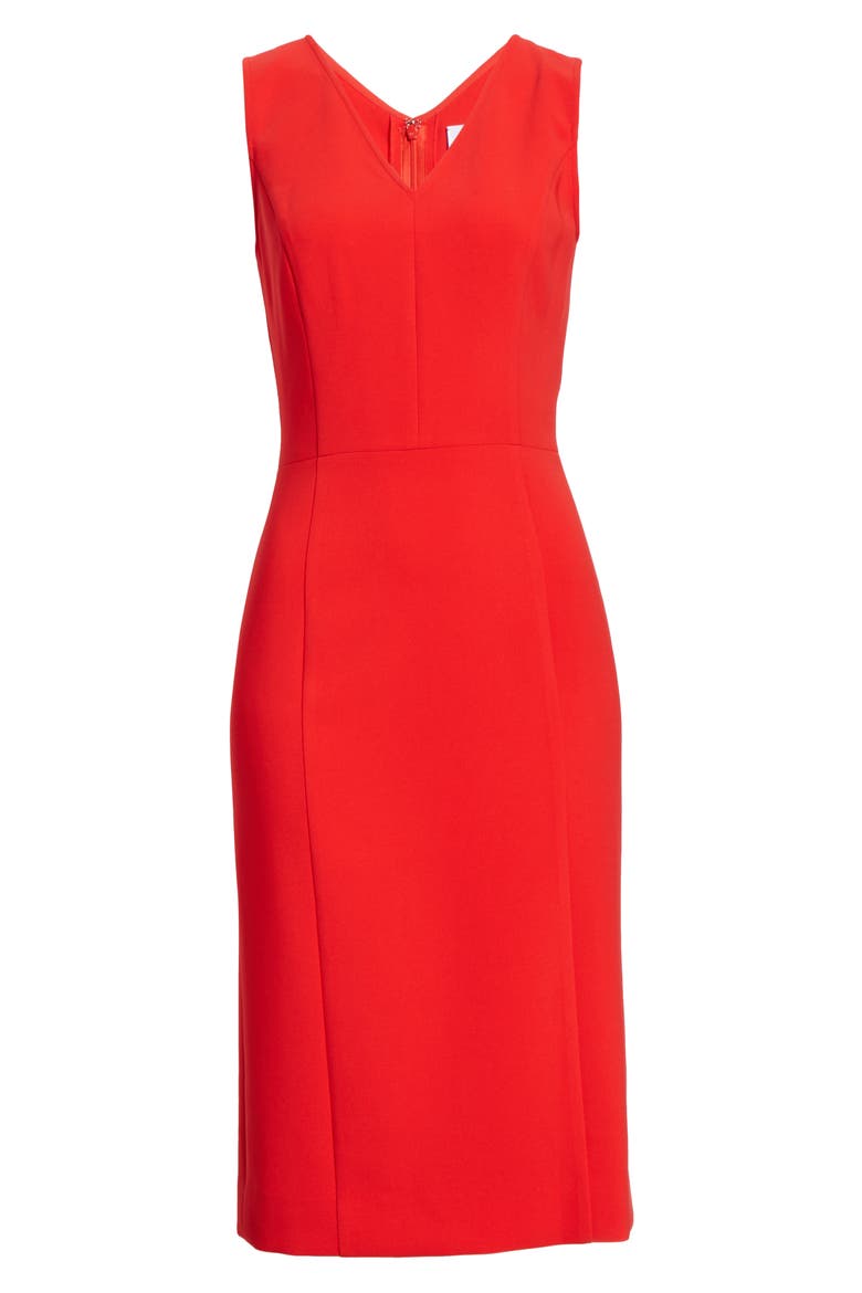 V-Neck Sheath Dress, Alternate, color, CHILI RED