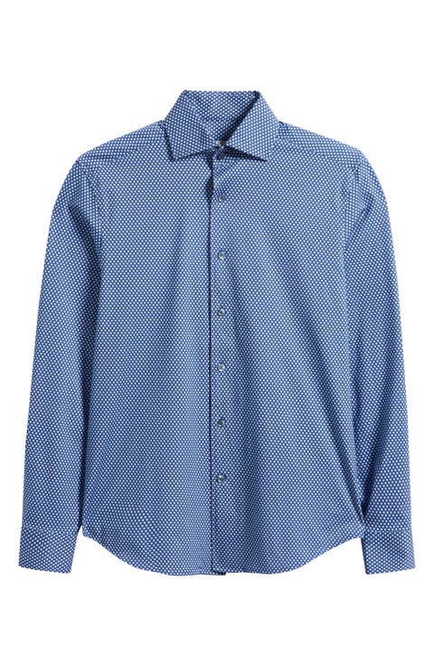 Devon OoohCotton® Honeycomb Print Long Sleeve Button-Up Shirt