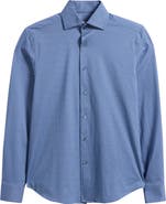 Bugatchi Devon OoohCotton® Honeycomb Print Long Sleeve Button-Up Shirt