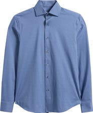 Bugatchi Devon OoohCotton® Honeycomb Print Long Sleeve Button-Up Shirt