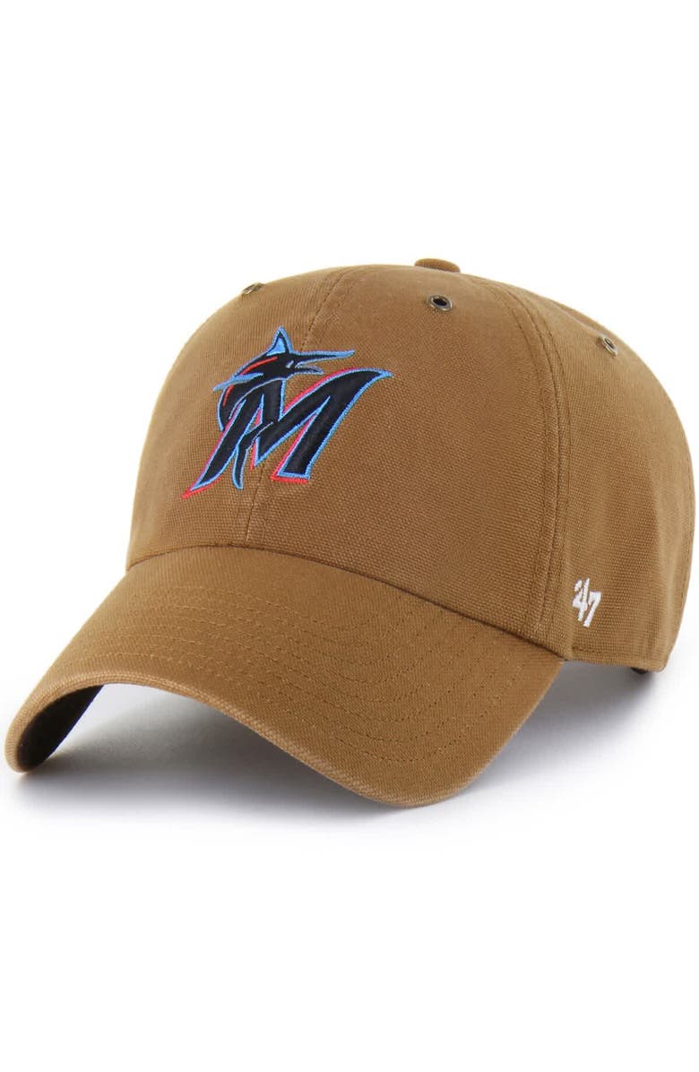 CARHARTT X 47 Men's Carhartt x '47 Brown Miami Marlins Clean Up Adjustable Hat, Main, color, Brown