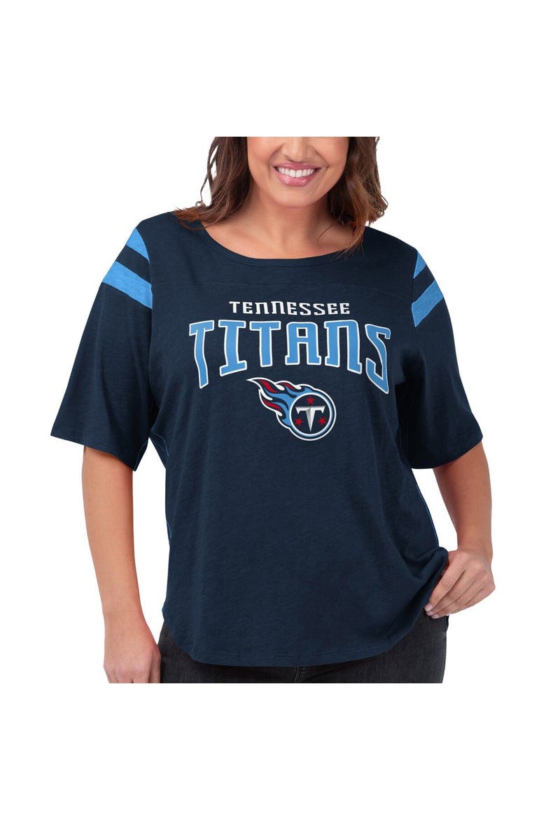 Women's G-III 4Her by Carl Banks Navy Tennessee Titans Plus Size Linebacker T-Shirt, Main, color, Navy