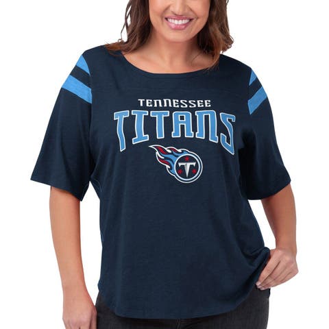 Women's G-III 4Her by Carl Banks Navy Tennessee Titans Plus Size Linebacker T-Shirt