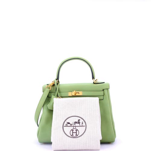 Pre-owned Hermes Hermes Kelly Handbag Green Swift With Gold Hardware 25 In Green