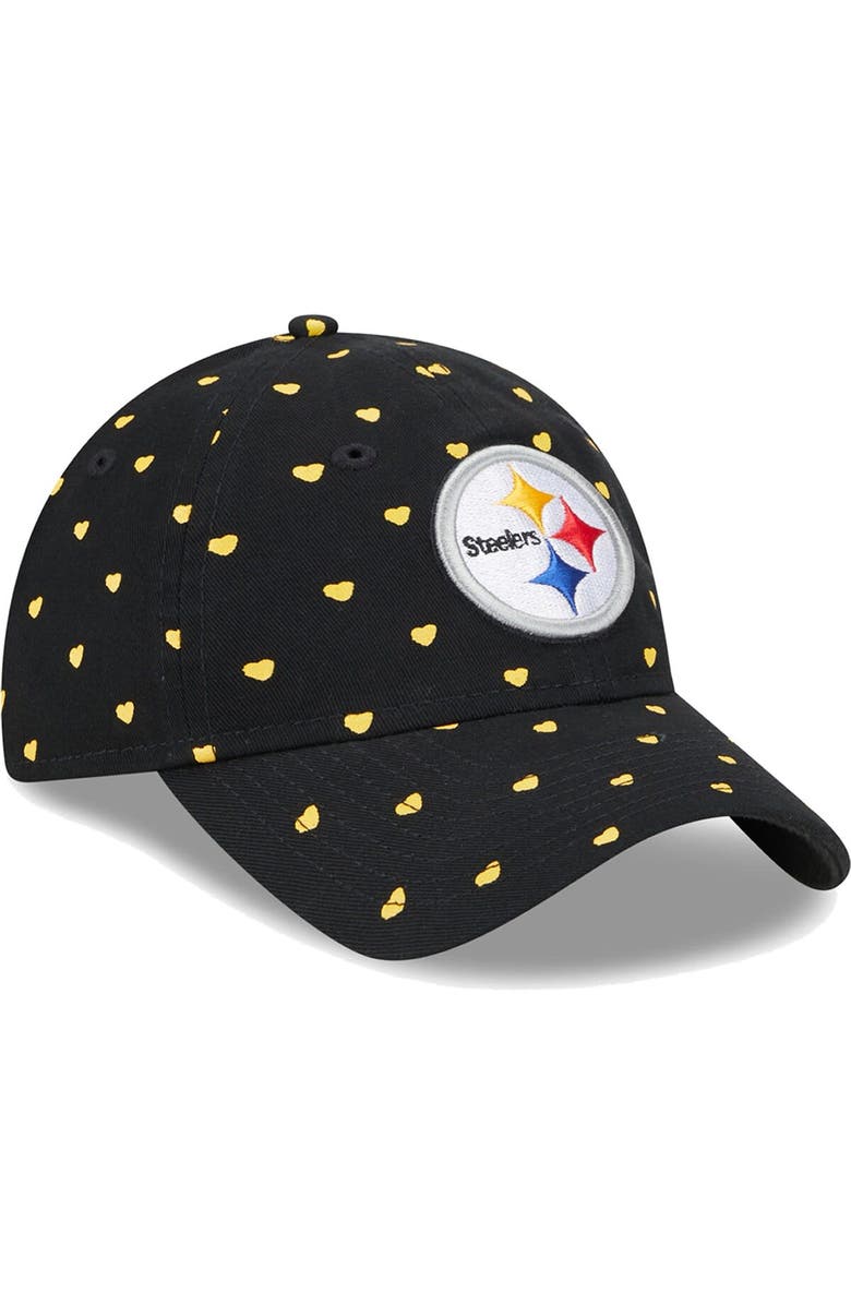 New Era Girls Youth New Era  Black Pittsburgh Steelers Hearts 9TWENTY Adjustable Hat, Alternate, color, 
