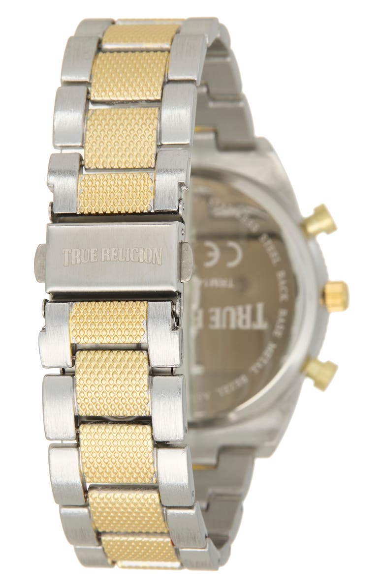 True Religion Buddha Chronograph Bracelet Watch, 44mm, Alternate, color, Grey/ Two Tone
