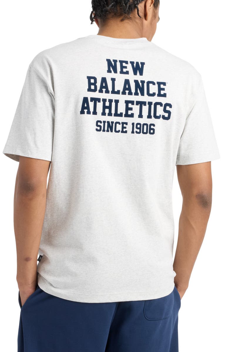 New Balance Varsity Logo Graphic T-Shirt, Alternate, color, Ash Heather