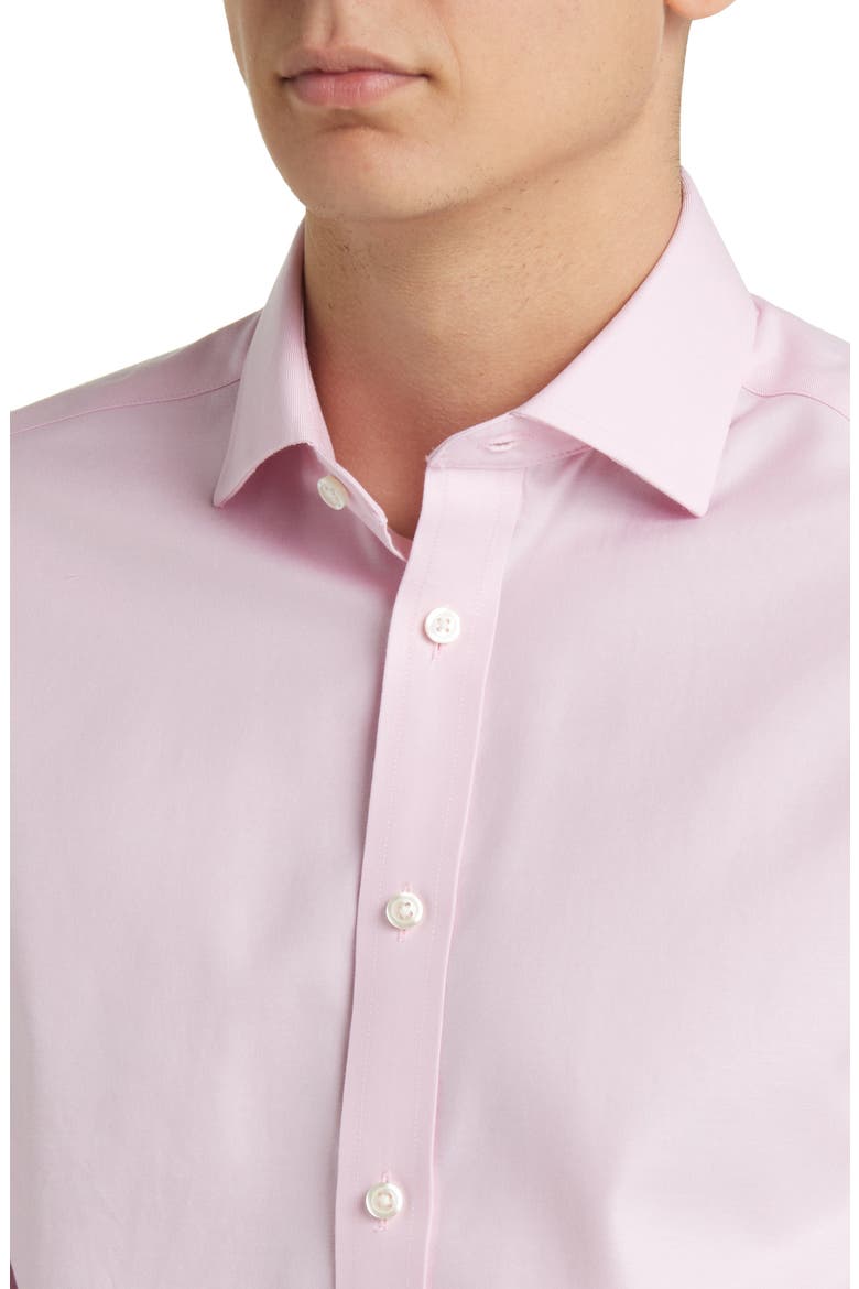 Non-Iron Twill Cutaway Slim Fit Shirt Single Cuff, Alternate, color, PINK