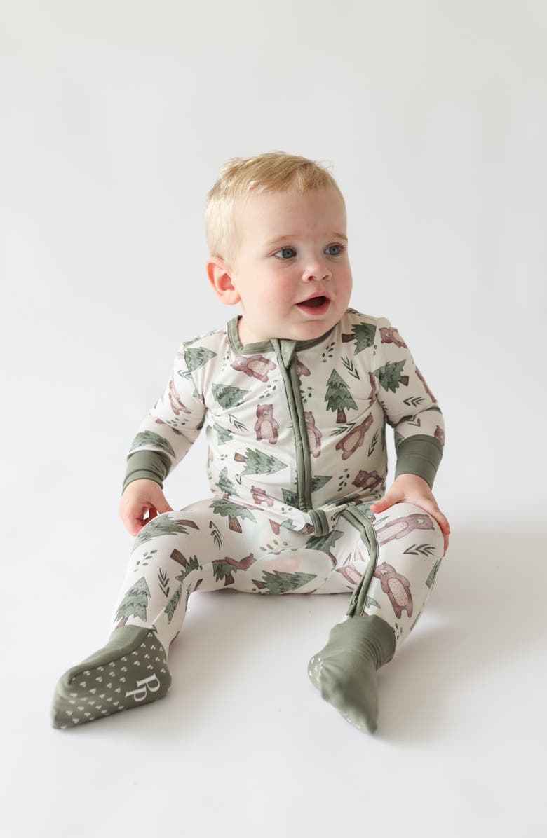 Posh Peanut Beary Fitted Convertible Footie Pajamas, Alternate, color, 