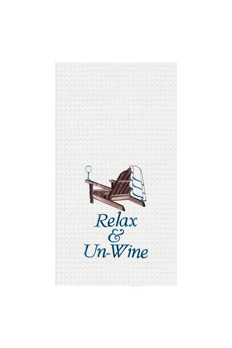 Relax & Un-Wine Waffle Weave Cotton Kitchen Towel, Main, color, White