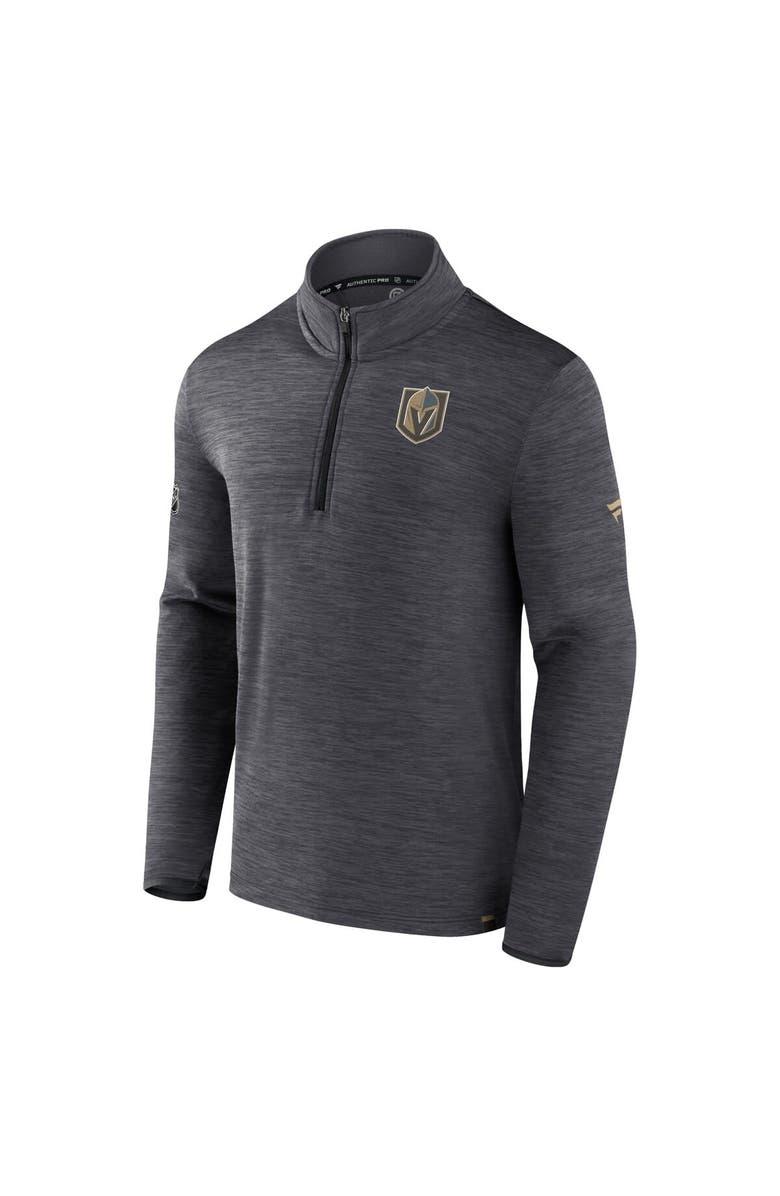 FANATICS Men's Fanatics Branded  Heather Charcoal Vegas Golden Knights Authentic Pro Quarter-Zip Pullover Top, Alternate, color, Heather Charcoal