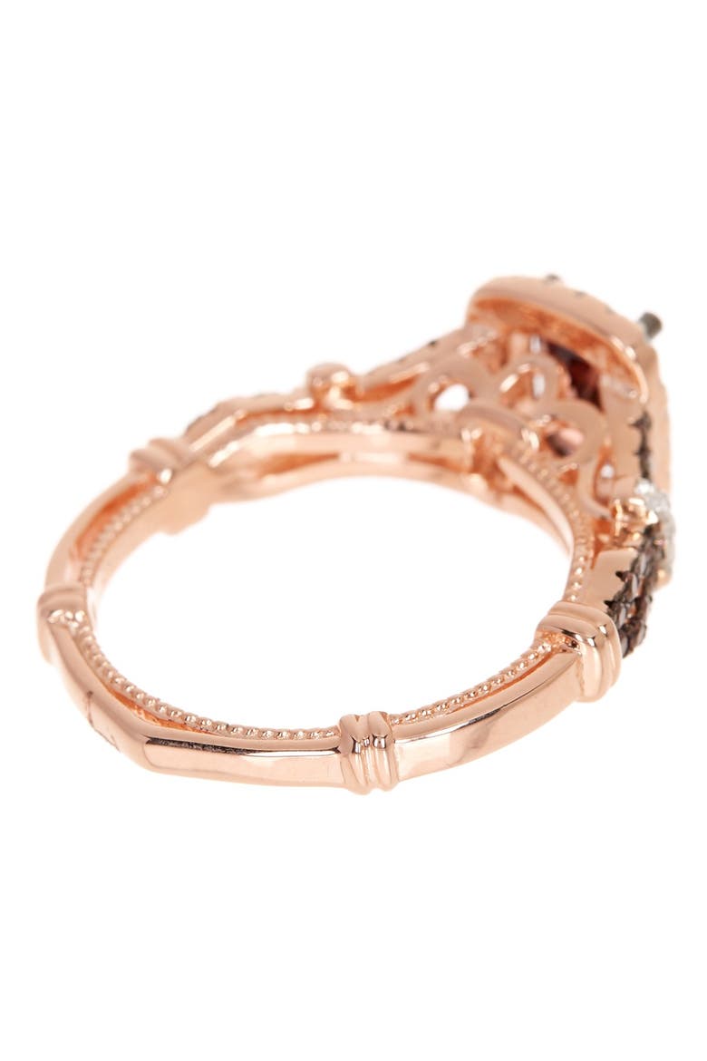 Pink Rhodium Plated Sterling Silver Brown & White CZ Engagement Ring, Alternate, color, BROWN