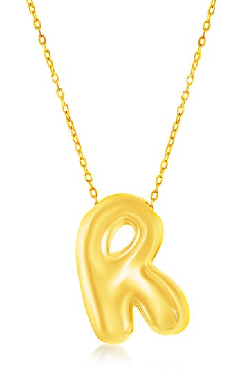 Simona Bubble Initial Pendant Necklace In Gold