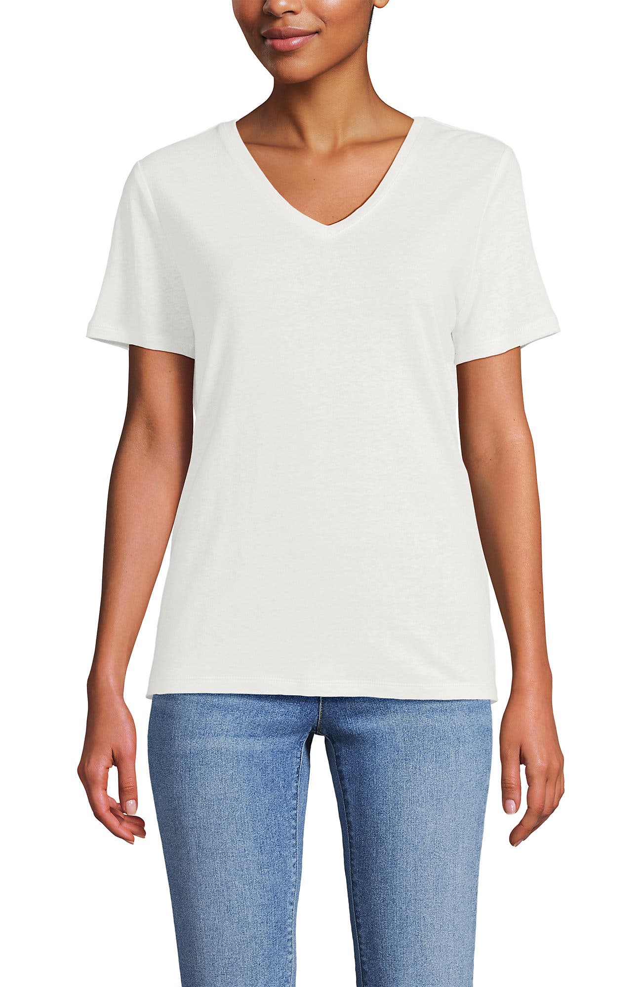 Short Sleeve Linen Blend V-Neck Tee - image 3