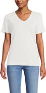 Lands' End Short Sleeve Linen Blend V-Neck Tee