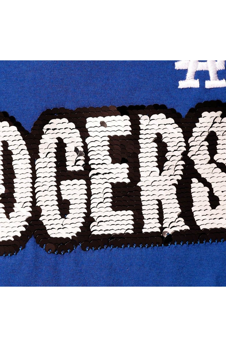 New Era Girls Youth New Era Royal Los Angeles Dodgers Flip Sequin Team T-Shirt, Alternate, color,